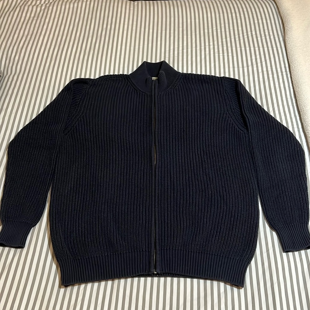 L.L. Bean Men’s Heavyweight Ribbed Knit Cotton Full Zip Sweater